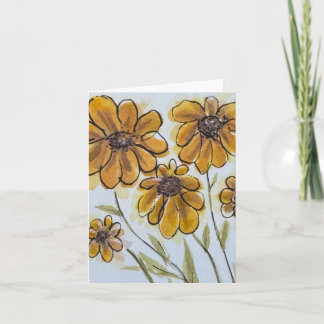 Orange brown coneflower daisy watercolor - blank  card