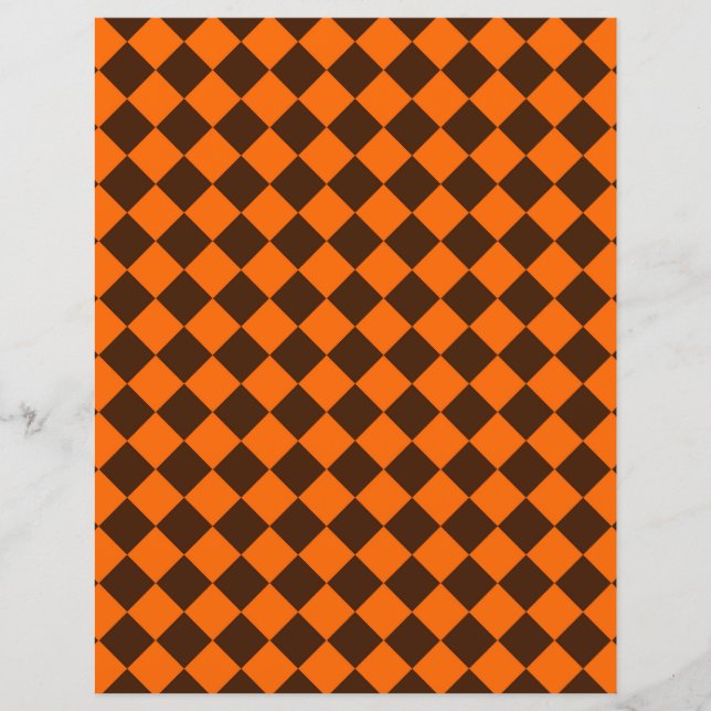 Orange Brown Diamond Chequered Pattern Flat Paper  (Front)