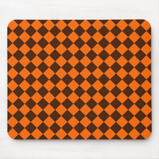 Orange Brown Diamond Chequered Pattern Mouse Pad (Front)