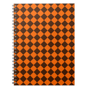 Orange Brown Diamond Chequered Pattern Notebook