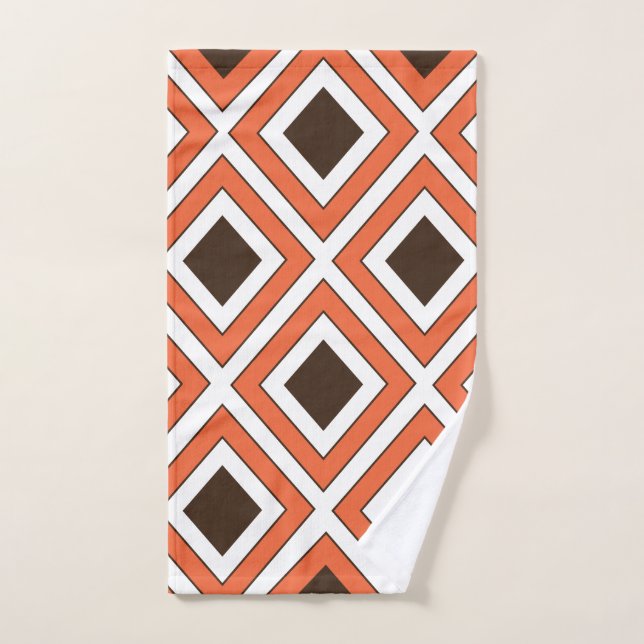 Orange Brown Diamond Geometric  Hand Towel (Hand Towel)