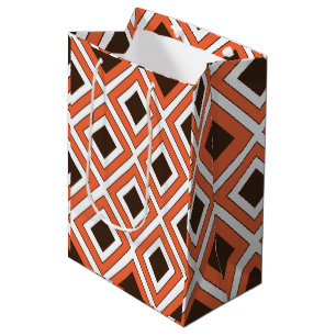 Orange Brown Diamond Geometric Medium Gift Bag