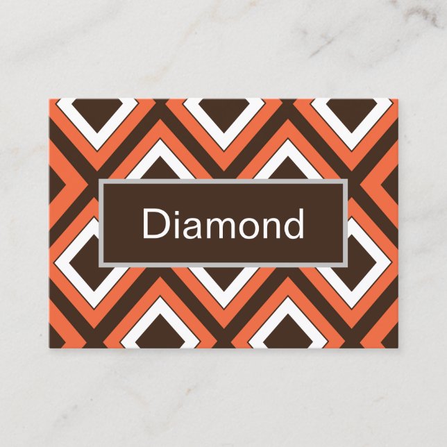 Orange Brown Diamond Geometric Pattern Business Card (Front)