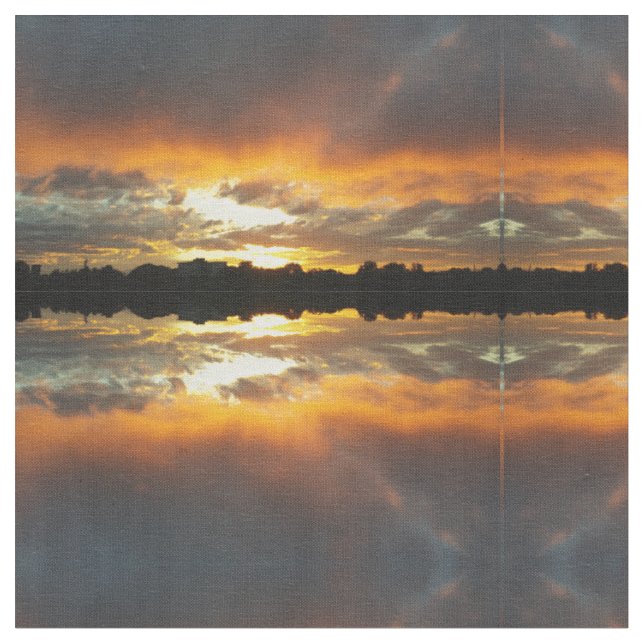 Orange Brown Fabric, Sunset Landscape Fabric (Close Up)