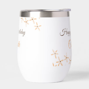 Orange brown flower happy birthday add name cutie