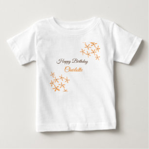 Orange brown flower happy birthday add name cutie baby T-Shirt
