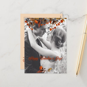 Orange Brown Foliage Valentine Add Your Own Photo Holiday Postcard