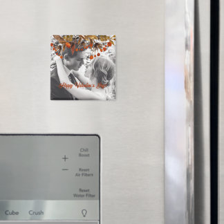 Orange Brown Foliage Valentine Add Your Own Photo Magnet