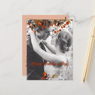 Orange Brown Foliage Valentine Add Your Own Photo Postcard