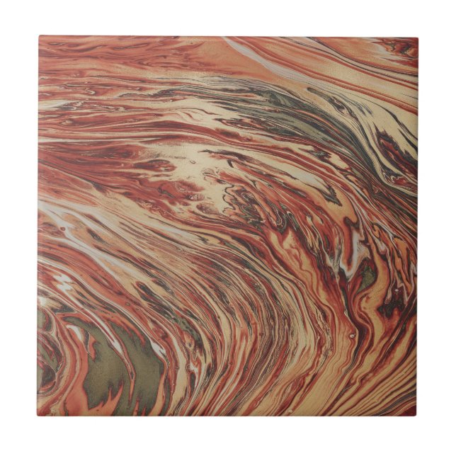 Orange Brown Gold Marble Ceramic Tile (Front)