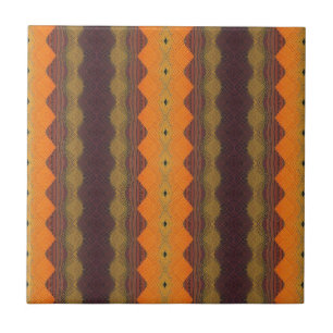 Orange brown green geometric art design  ceramic tile