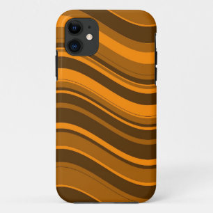 Orange Brown Grey Wavy Stripes Pattern iPhone 11 Case