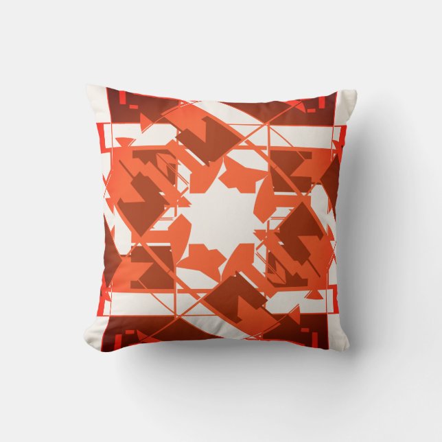 Orange Brown Off-white Mediterranean Floral Motif Cushion (Front)