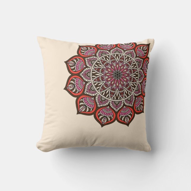 Orange Brown Pink Earthy Glittery Throw Pillow (Front)