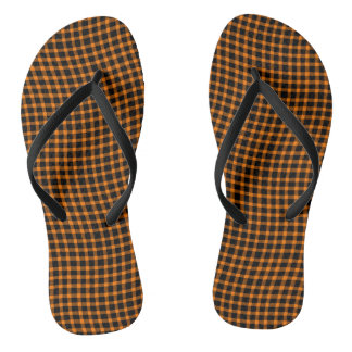 Orange Brown Plaid Checker Seamless Pattern Thongs