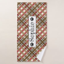 Orange & Brown Plaid Personalised Dog Cat Pet 