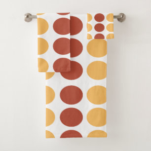 Orange Brown Polka Dot Pattern Bath Towel Set