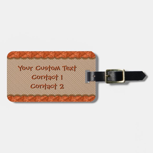 Orange Brown Polka Dot Pattern Luggage Tag (Front Horizontal)