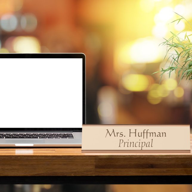 Orange Brown Principal Desk Name Plate (Creator Uploaded)
