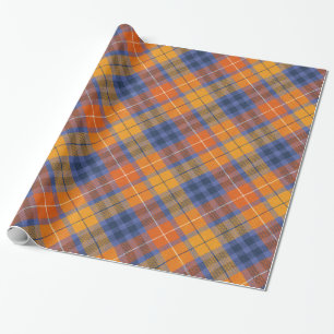 Orange Brown Purple Plaid Wrapping Paper