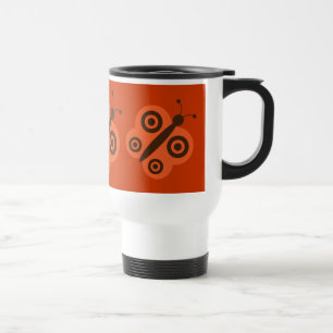 Orange & brown retro butterflies travel mug