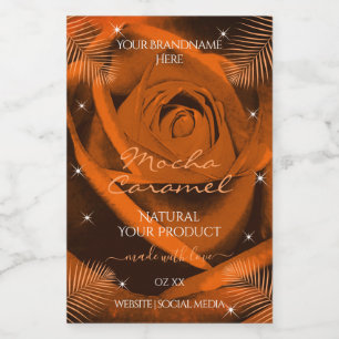 Orange Brown Rose with Palm Leaves Product Labels