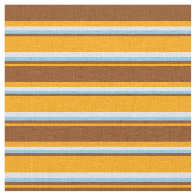 Orange, Brown, Sky Blue, and Lavender Lines Fabric (Close Up)
