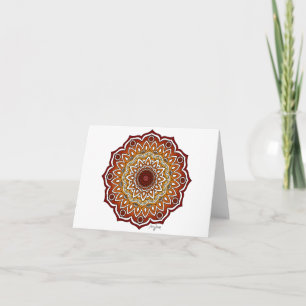 Orange & Brown Spiral and Floral Mandala Card