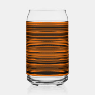 Orange Brown Striped Can Glass