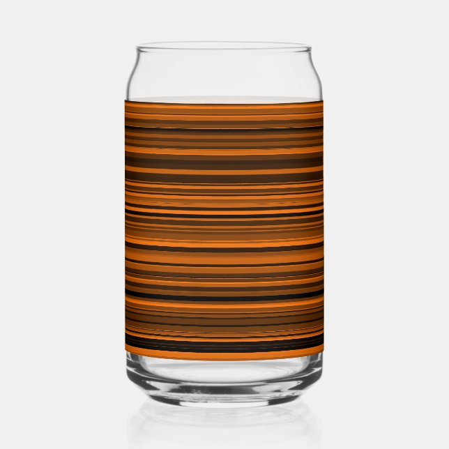Orange Brown Striped Can Glass (Front)