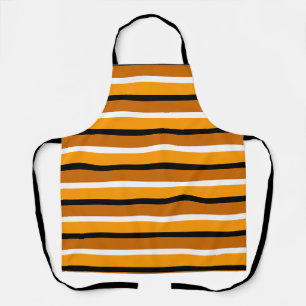 Orange Brown Stripes Pattern Design Apron