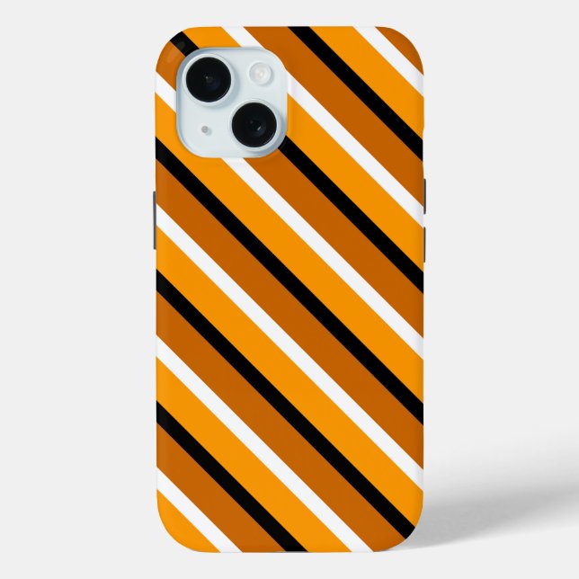 Orange Brown Stripes Pattern Design Case-Mate iPhone Case (Back)