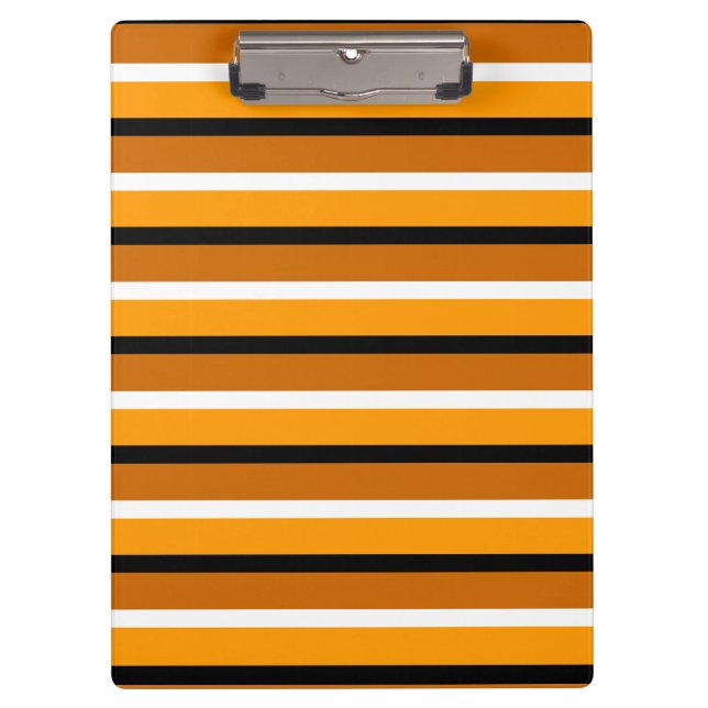 Orange Brown Stripes Pattern Design Clipboard (Front)