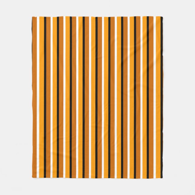 Orange Brown Stripes Pattern Design Fleece Blanket (Front)