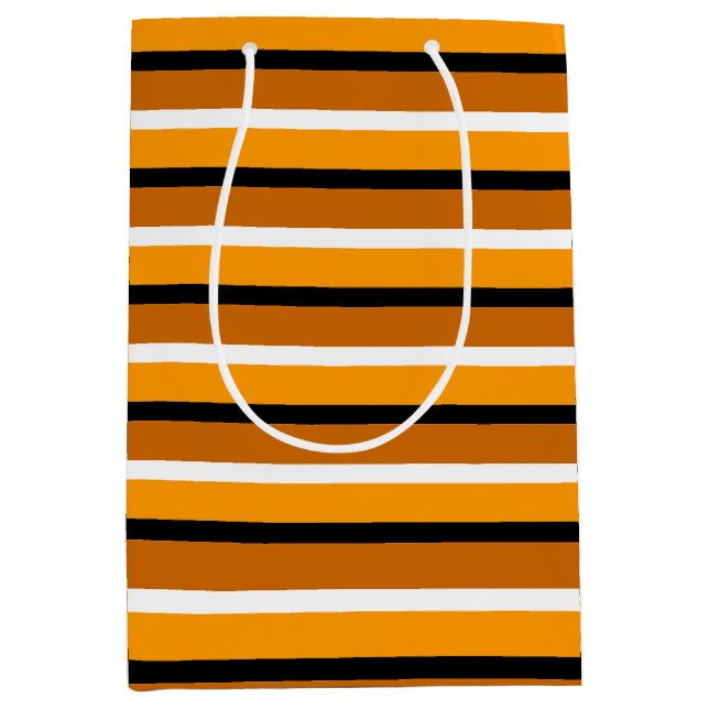 Orange Brown Stripes Pattern Design Medium Gift Bag (Front)
