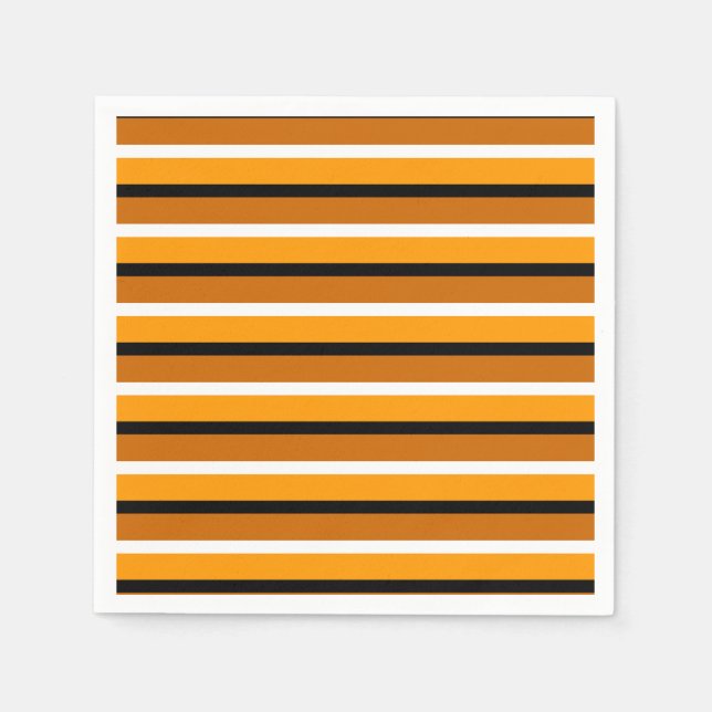 Orange Brown Stripes Pattern Design Napkin (Front)