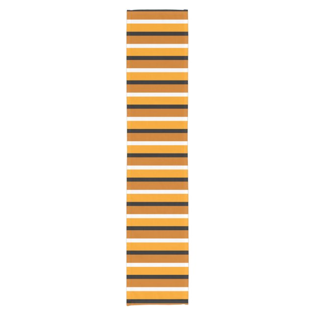Orange Brown Stripes Pattern Design Short Table Runner (Front)