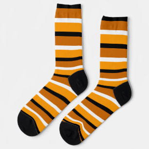 Orange Brown Stripes Pattern Design Socks