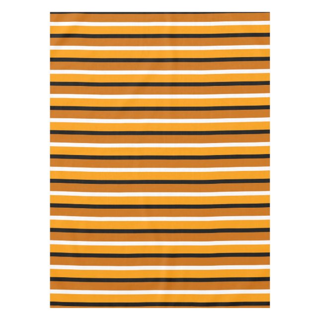 Orange Brown Stripes Pattern Design Tablecloth (Front)