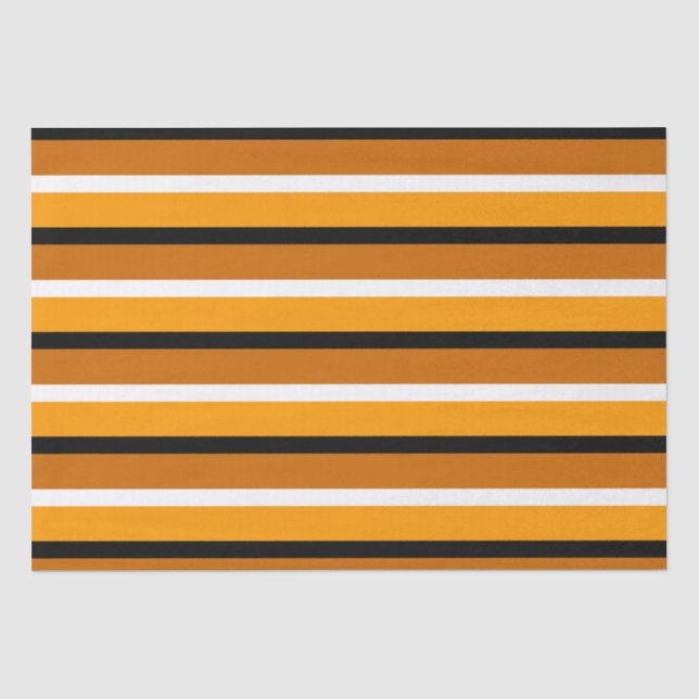 Orange Brown Stripes Pattern Design Tissue Paper (Front)