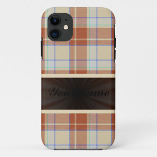 Orange Brown Tartan with Ribbon iPhone 11 Case