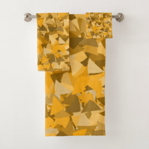Orange Brown Triangle Pattern Bath Towel Set
