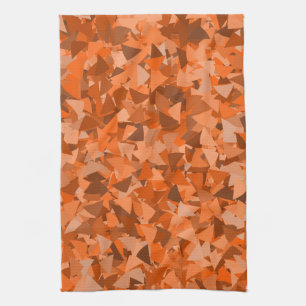 Orange Brown Triangle Pattern Tea Towel
