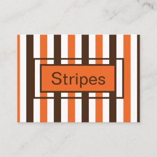Orange Brown Vertical Stripes Business Card