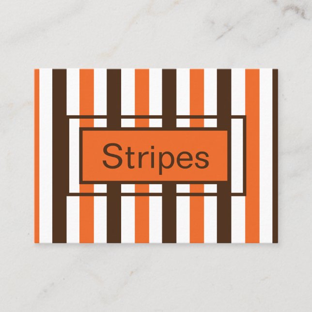 Orange Brown Vertical Stripes Pattern Business Card (Front)