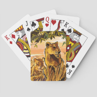 Orange Brown Wildlife Safari Lioness Drawing  Playing Cards