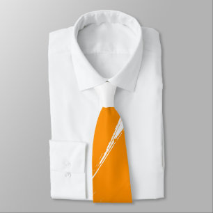 Orange Brush Modern White Background Tie