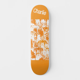 Orange brush strokes on white background skateboard