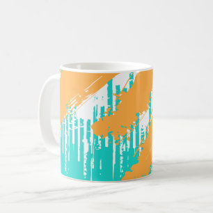 Orange Brush Strokes Over Turquoise Layers Coffee Mug