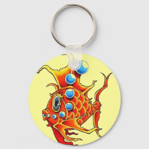 orange bubble fish keychain